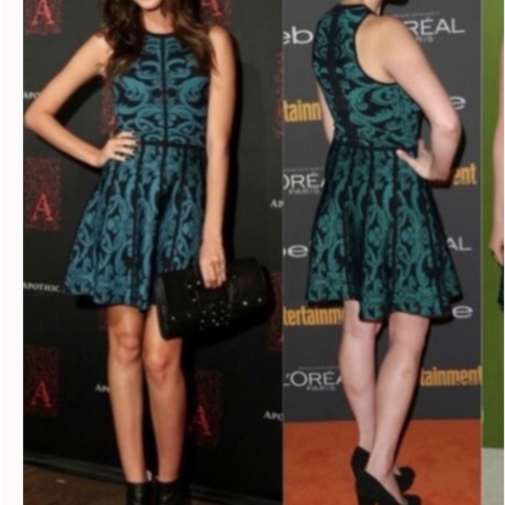 Parker Kiley Fit and Flare Knit Dress Green Black XS”